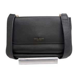 Henri Bendel Black Leather Crossbody Wallet Clutch Set Perforated Strap Pouch